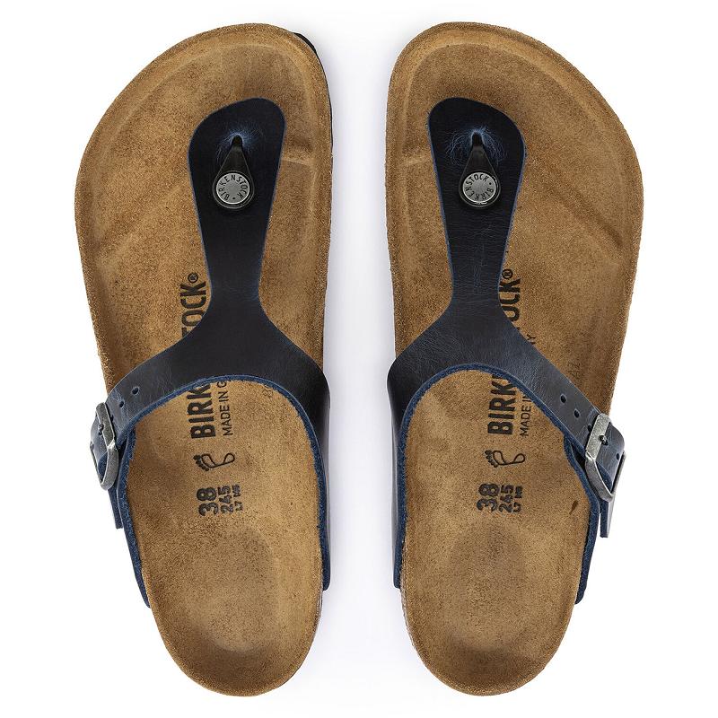 Gizeh Birkenstock Oiled Kozene Damske Modre | SK 108OKI